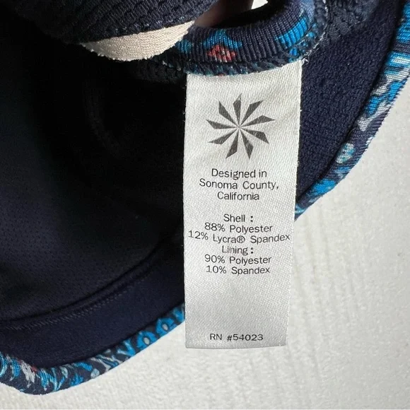 Athleta Blue Paisley Floral Print Racerback Padded Sports Bra Size XS - Picture 4 of 7